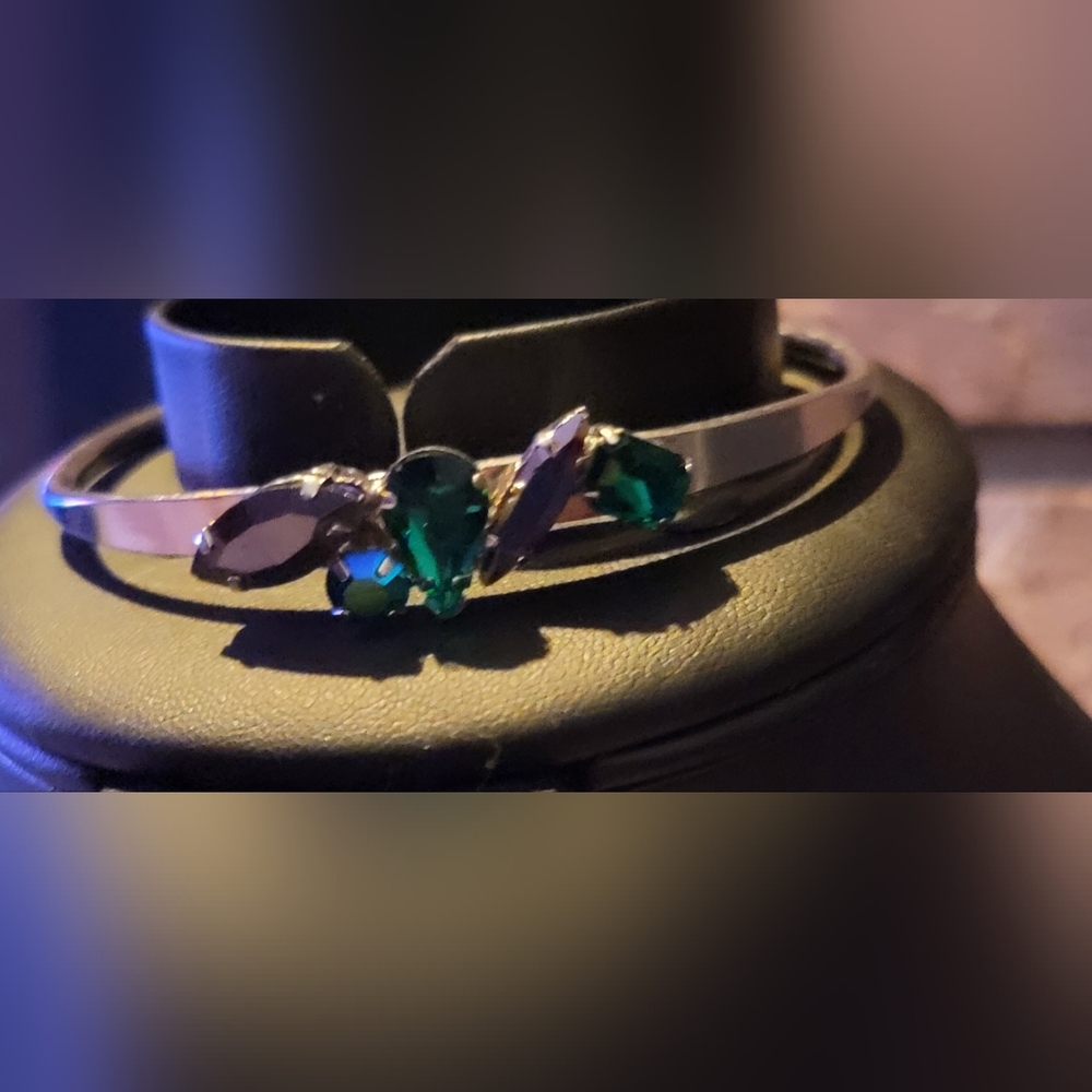 Lucky Irish Green Statement Gemstone Green Iridescent Cuff Bracelet